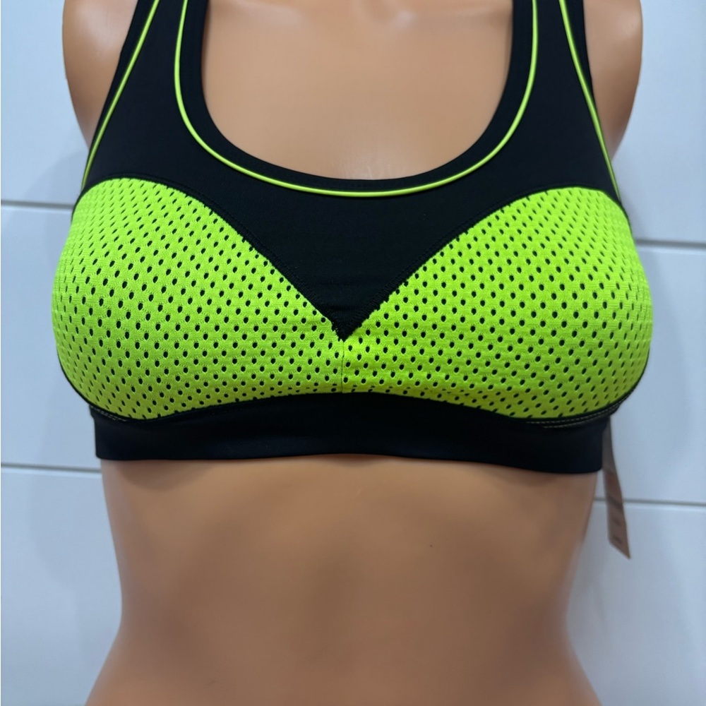 Bebe Y2K Neon Yellow & Black Sport Bra